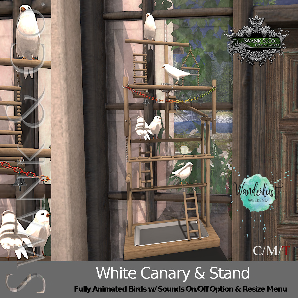 SWANK & Co. – White Canary & Stand and Yellow Canary & Stand