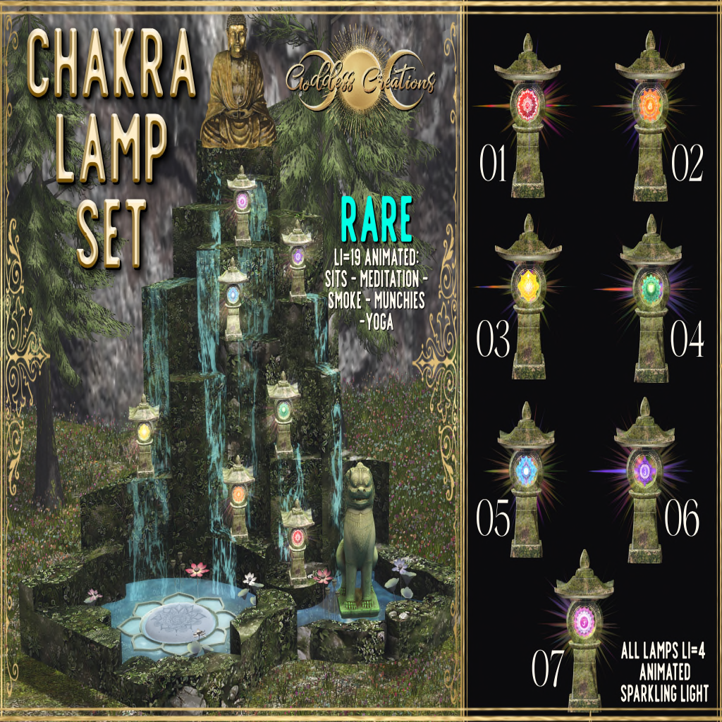 Goddess Creations – Chakra Lamp Set