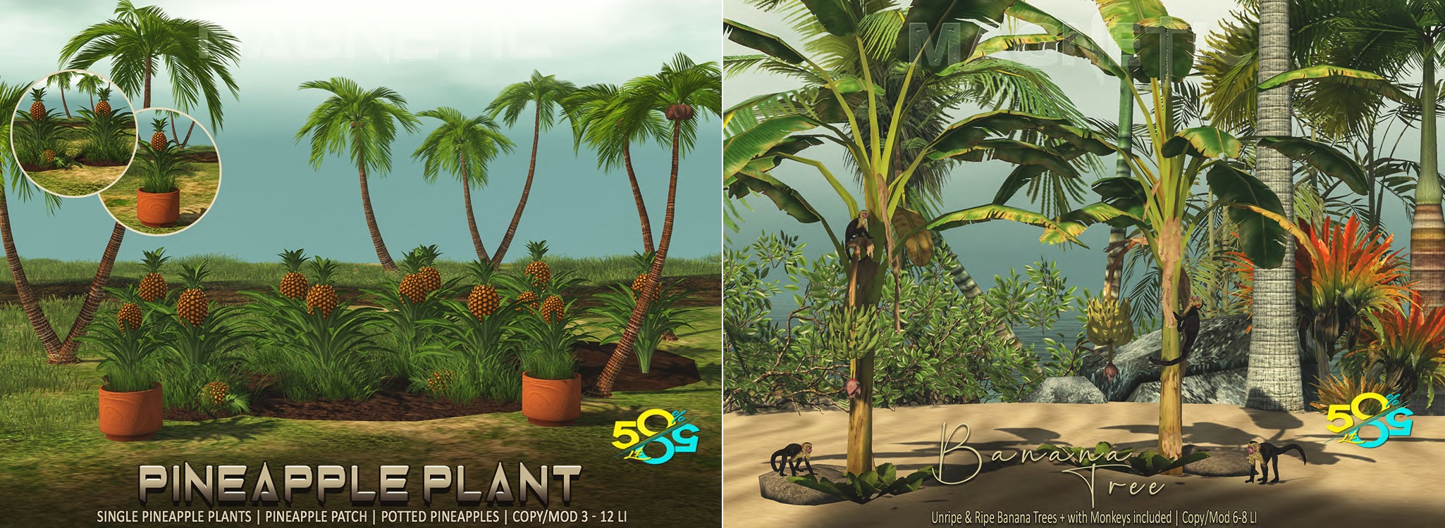 Magnetic – Pineapple Plant & Banana Tree