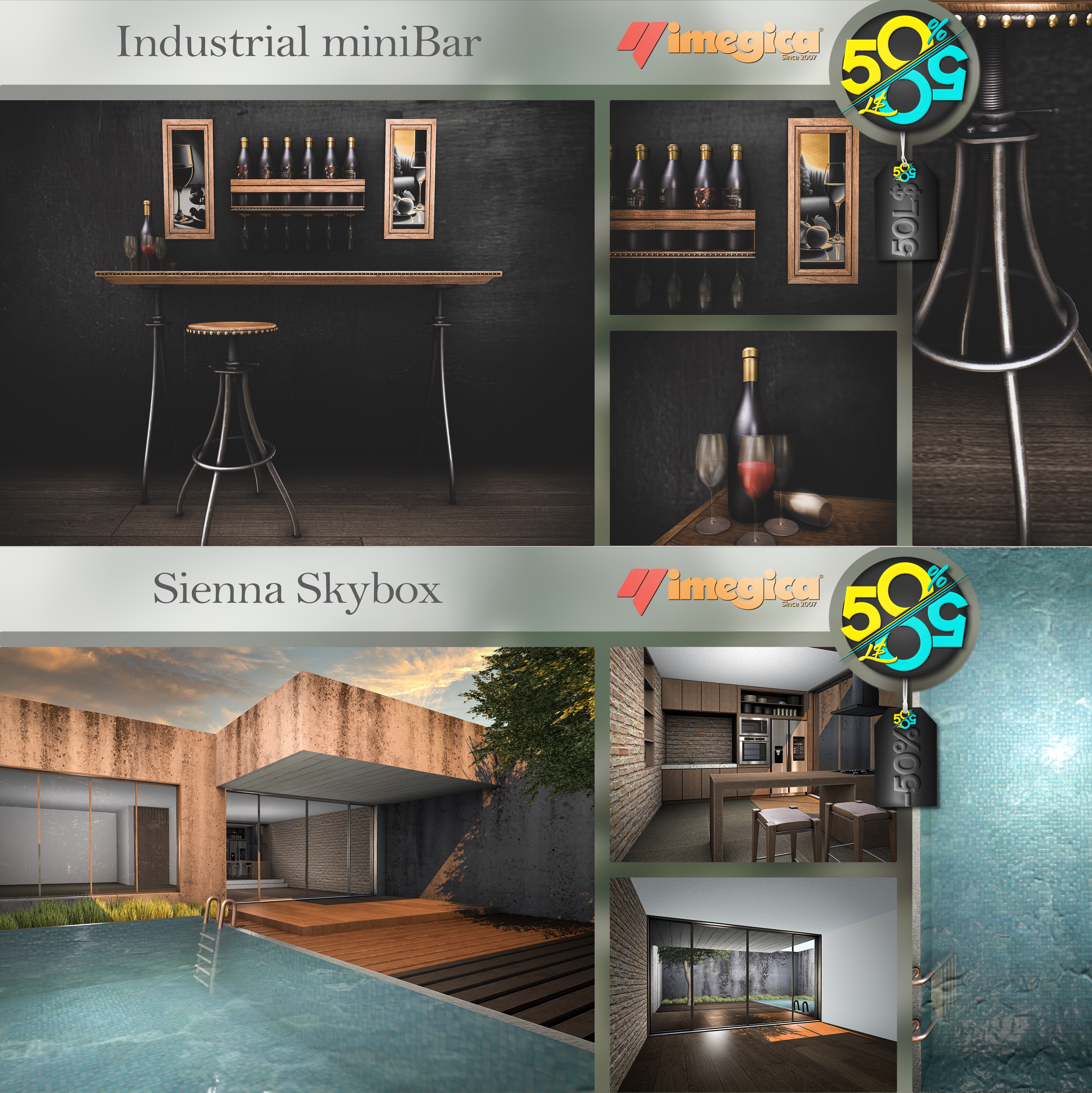 Imegica – industrial Minibar & Sienna Skybox